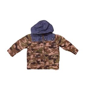 Joe Fresh Boys 12 Months Camo Kids Rain Jacket with Blue Hood